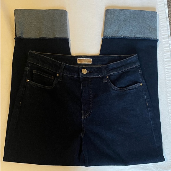 Kut from the Kloth Denim - Kut from the Kloth Fay Dark Indigo High Rise Straight Cuffed Jeans Size 2 (10)